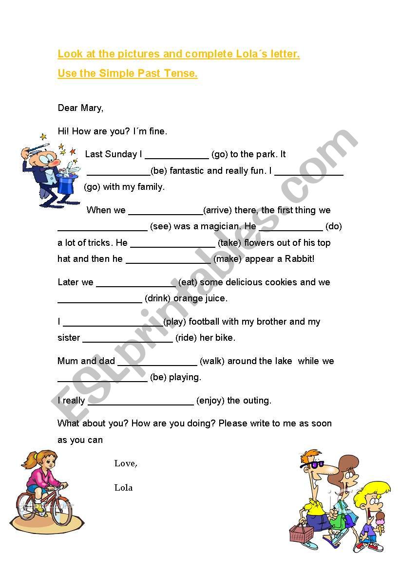 SIMPLE PAST LETTER worksheet