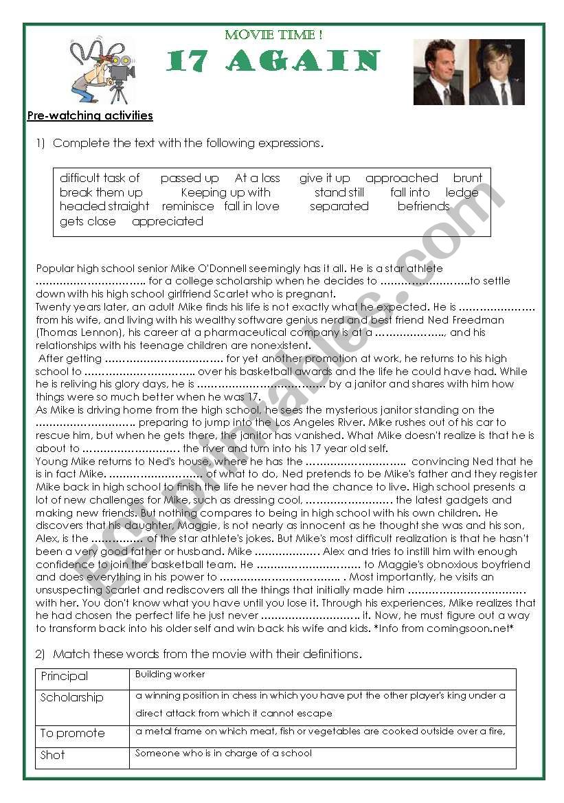 17 Again worksheet