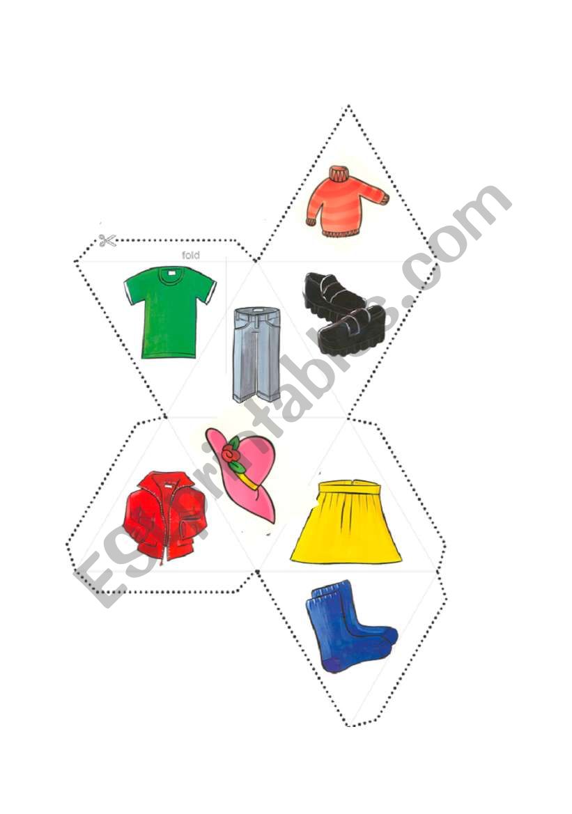 Clothes dice template worksheet