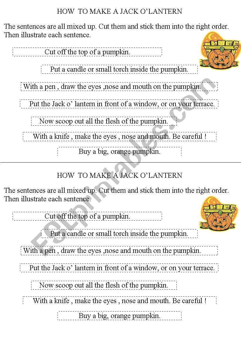 How to make a Jack O Lantern worksheet