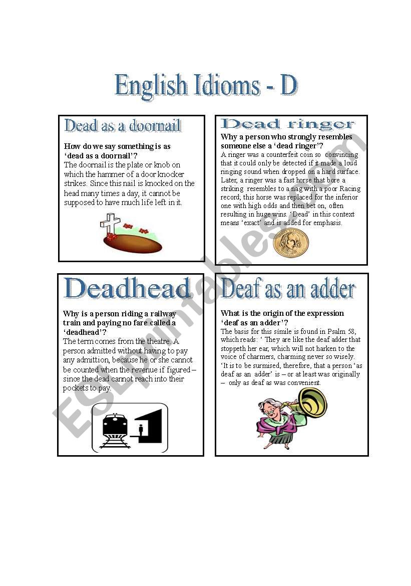 English Idioms - D worksheet
