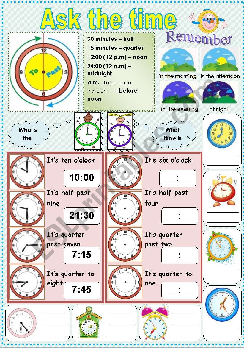 Ask the time worksheet