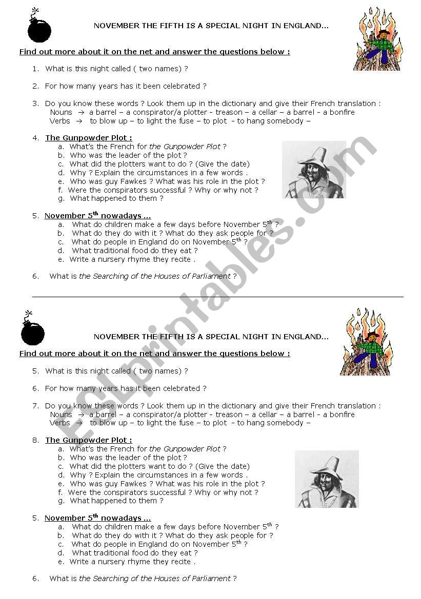 GUY FAWKES  DAY  worksheet