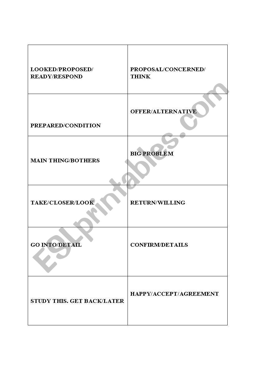 negotiation cards worksheet