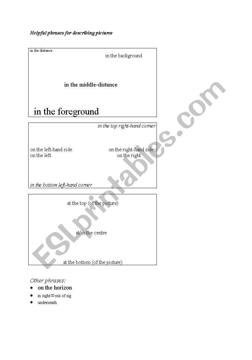 phrases to describe pictures worksheet