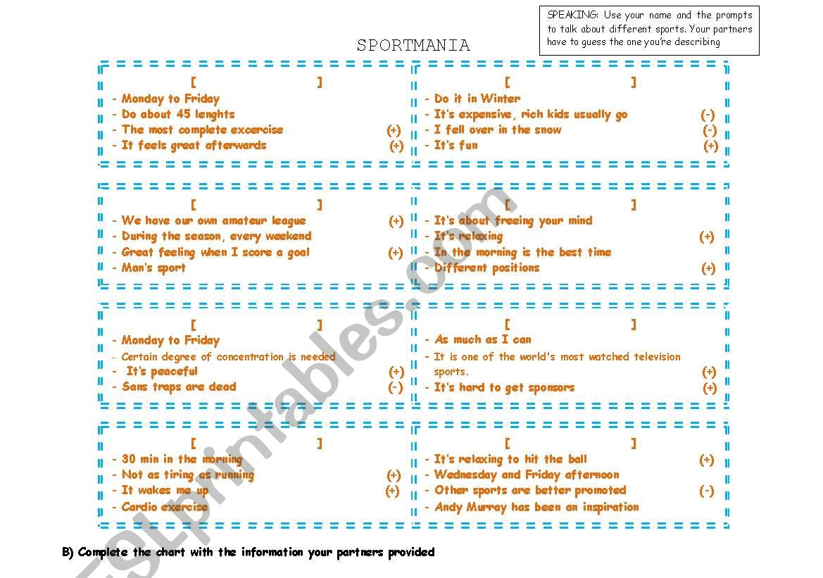 SPORTMANIA MIXED ABILITY worksheet