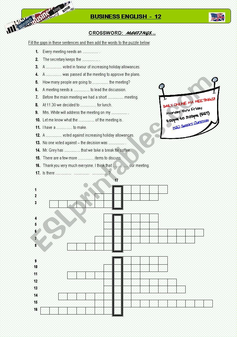 Business English 12 - Crossword