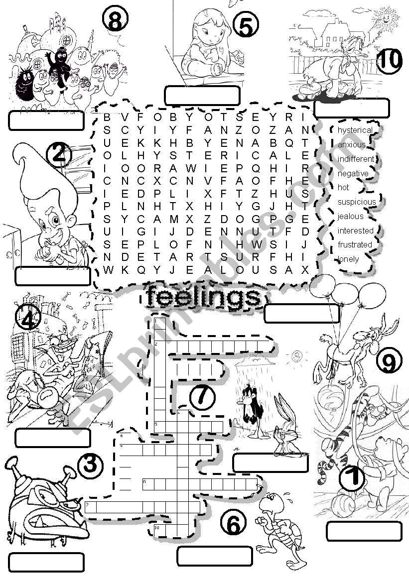 FEELINGS #4 WORDSEARCH and CRISS CROSS PUZZLE