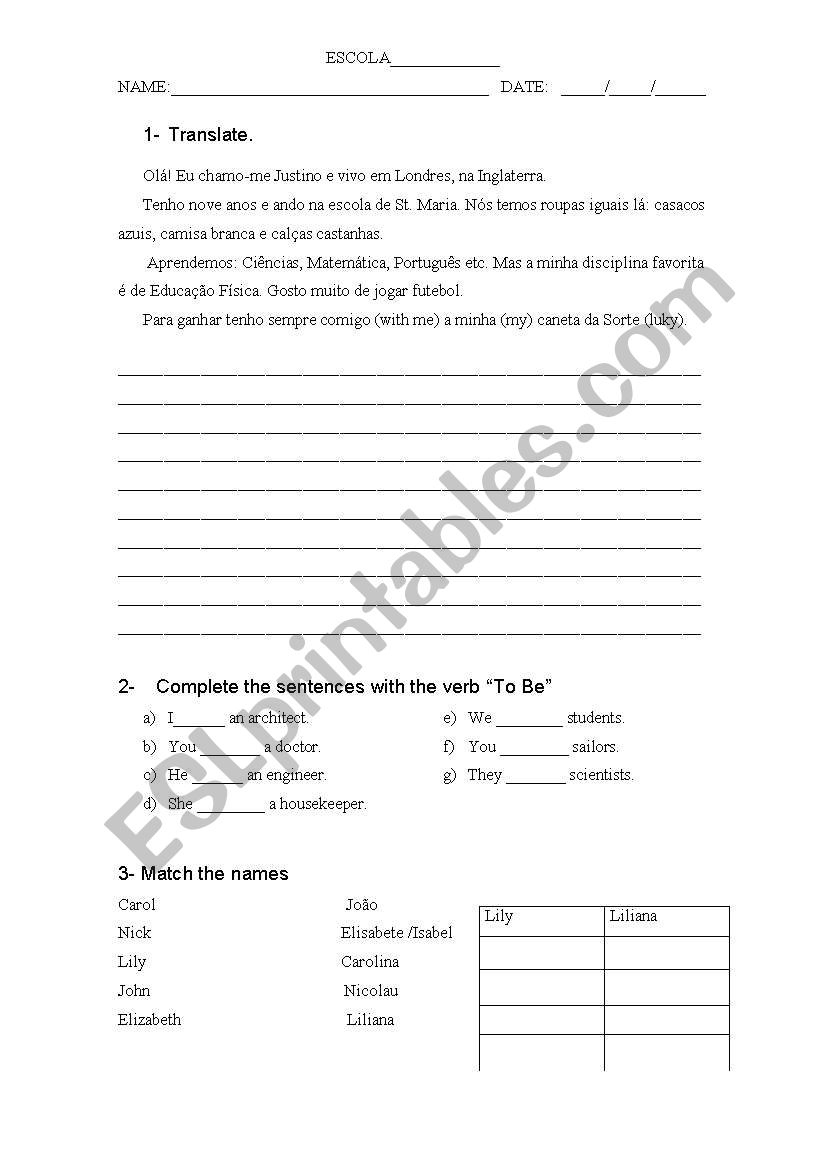 Revising worksheet