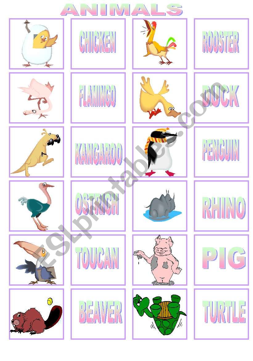 ANIMALS MEMORY GAME. PART 2 worksheet