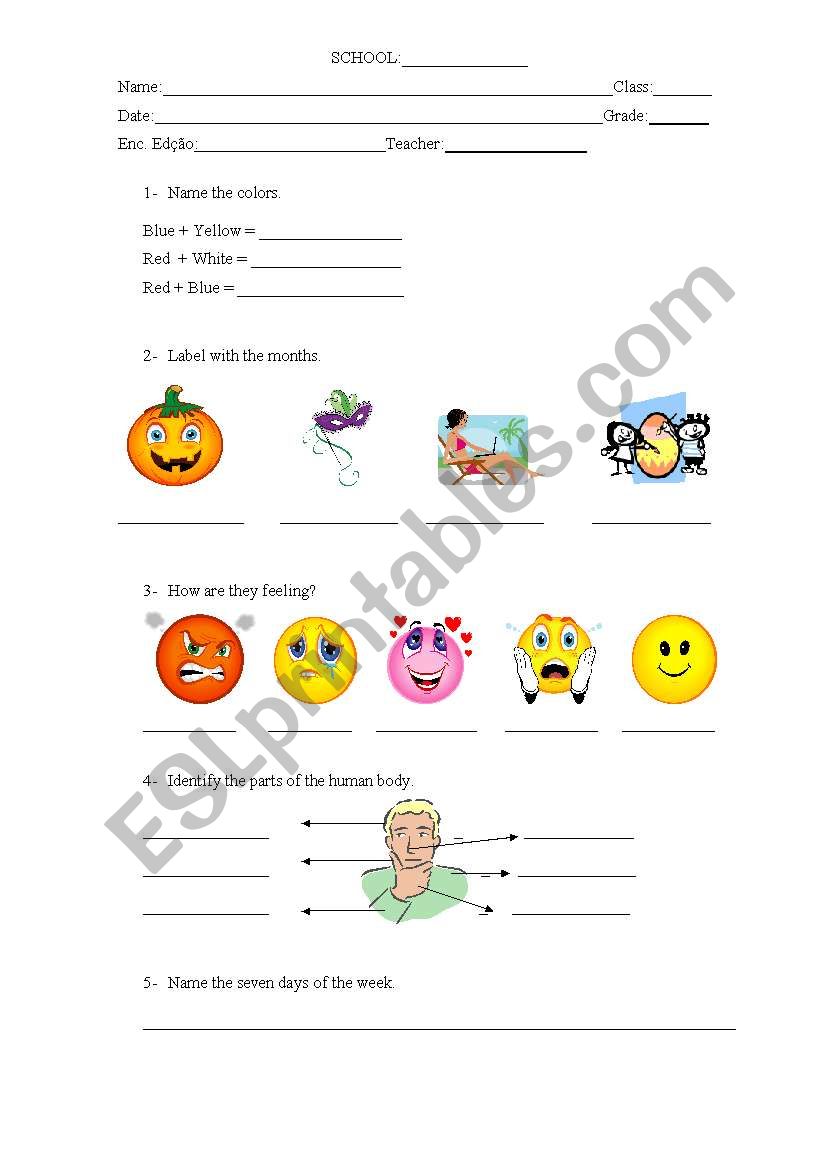 test 4th grade worksheet