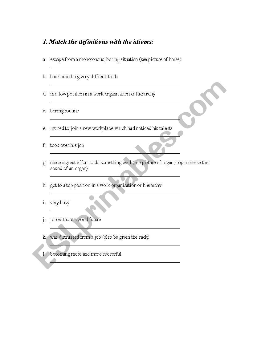 Idioms worksheet