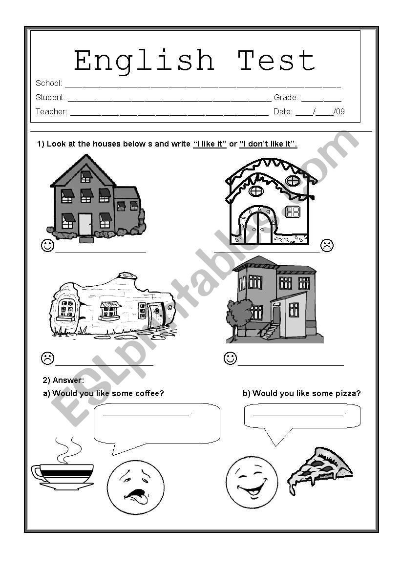 English Elementary Test worksheet