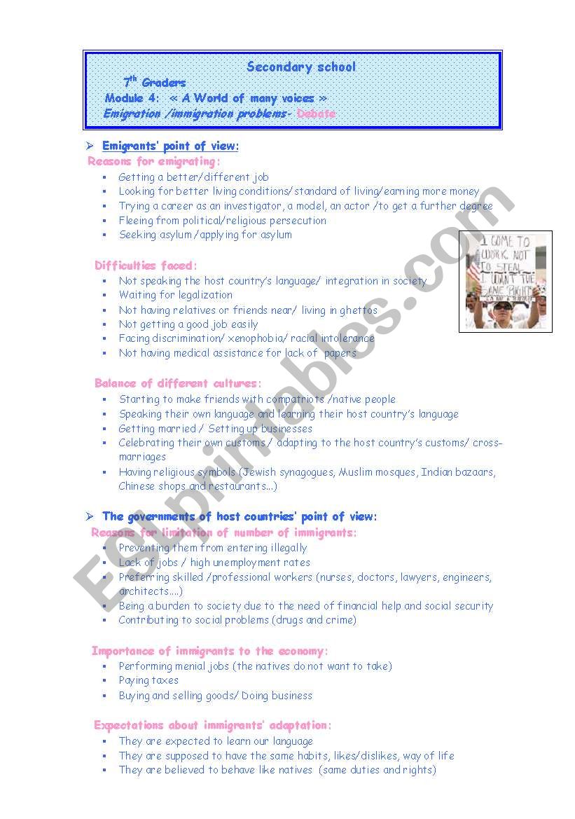 Debate on Emigration/Immigration