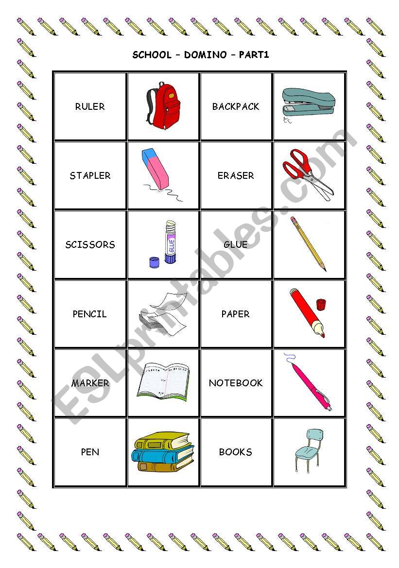 SCHOOL DOMINO - PART 1 worksheet