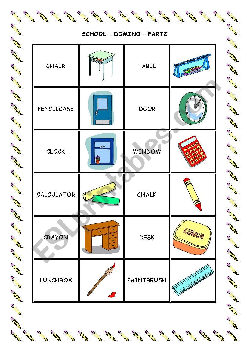 SCHOOL DOMINO - PART 2 worksheet