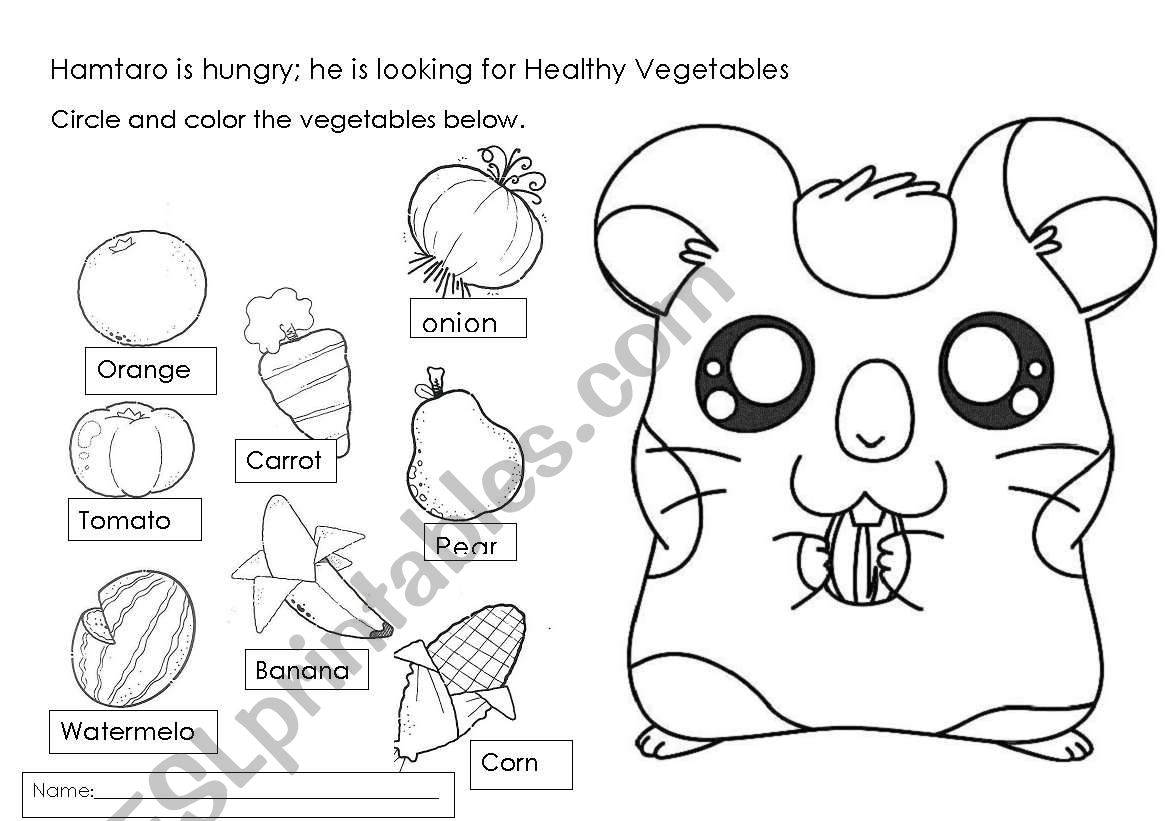 Hamtaro Vegetables worksheet