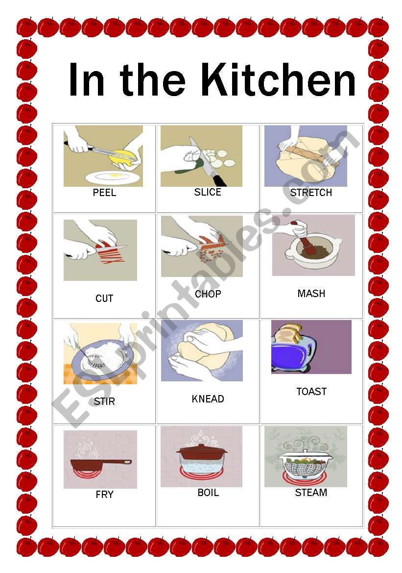 Kitchen Items and Cooking Tools Vocabulary Flashcards, Picture