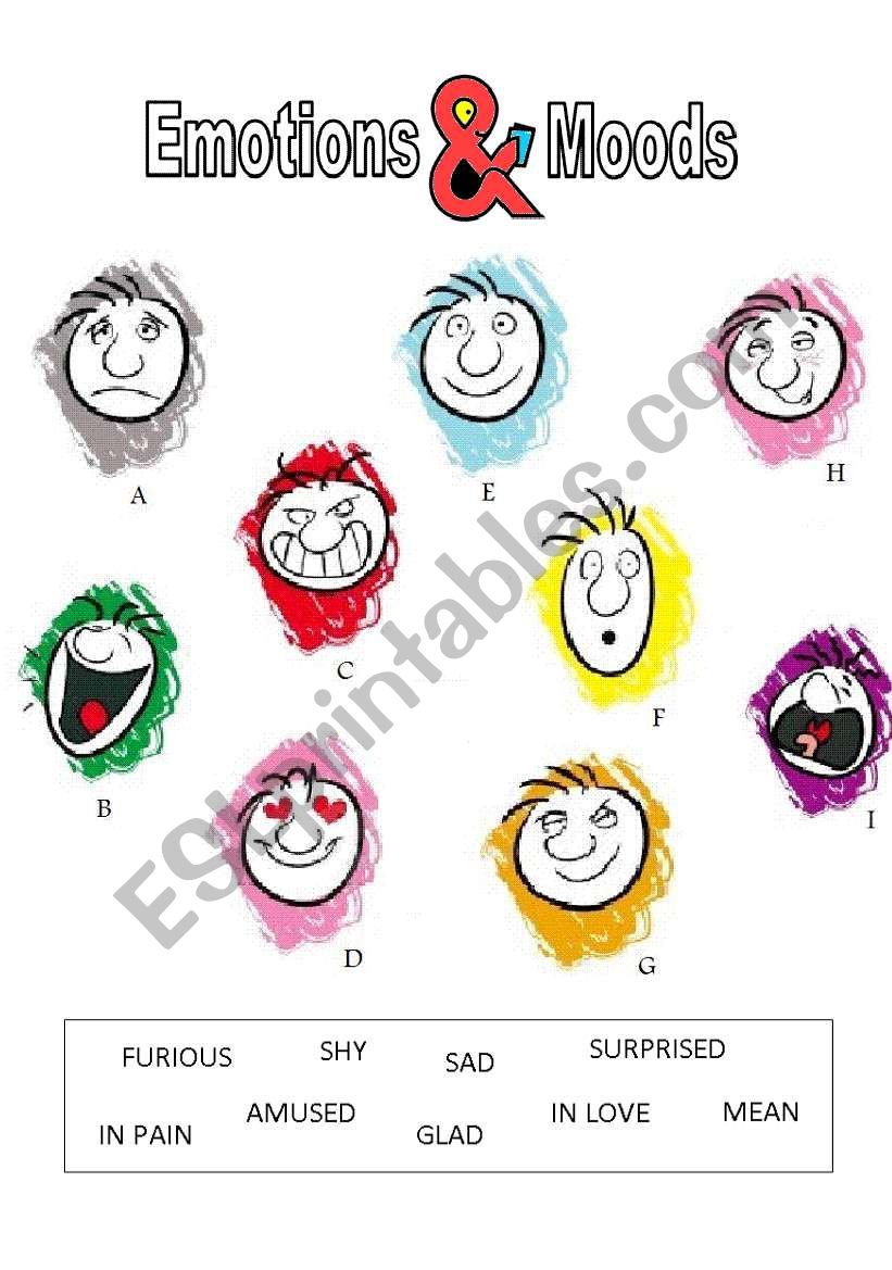 Emotions & Moods worksheet