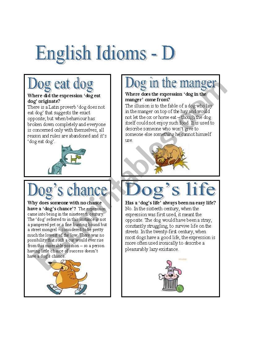 English Idioms - D worksheet