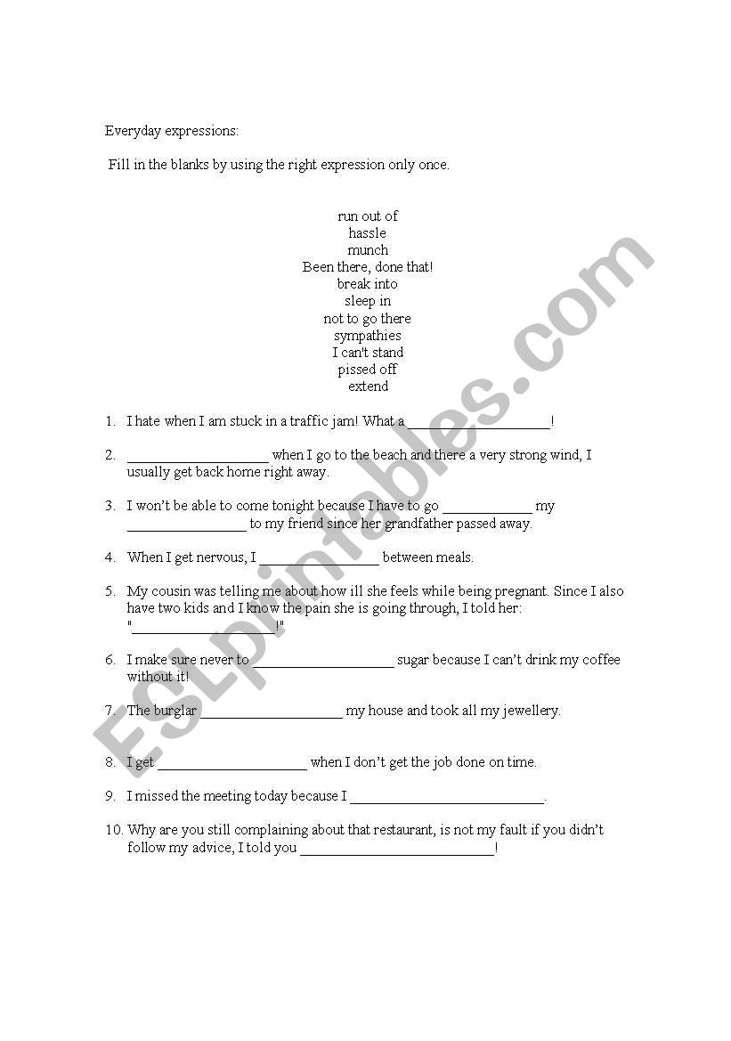 Everyday expressions worksheet
