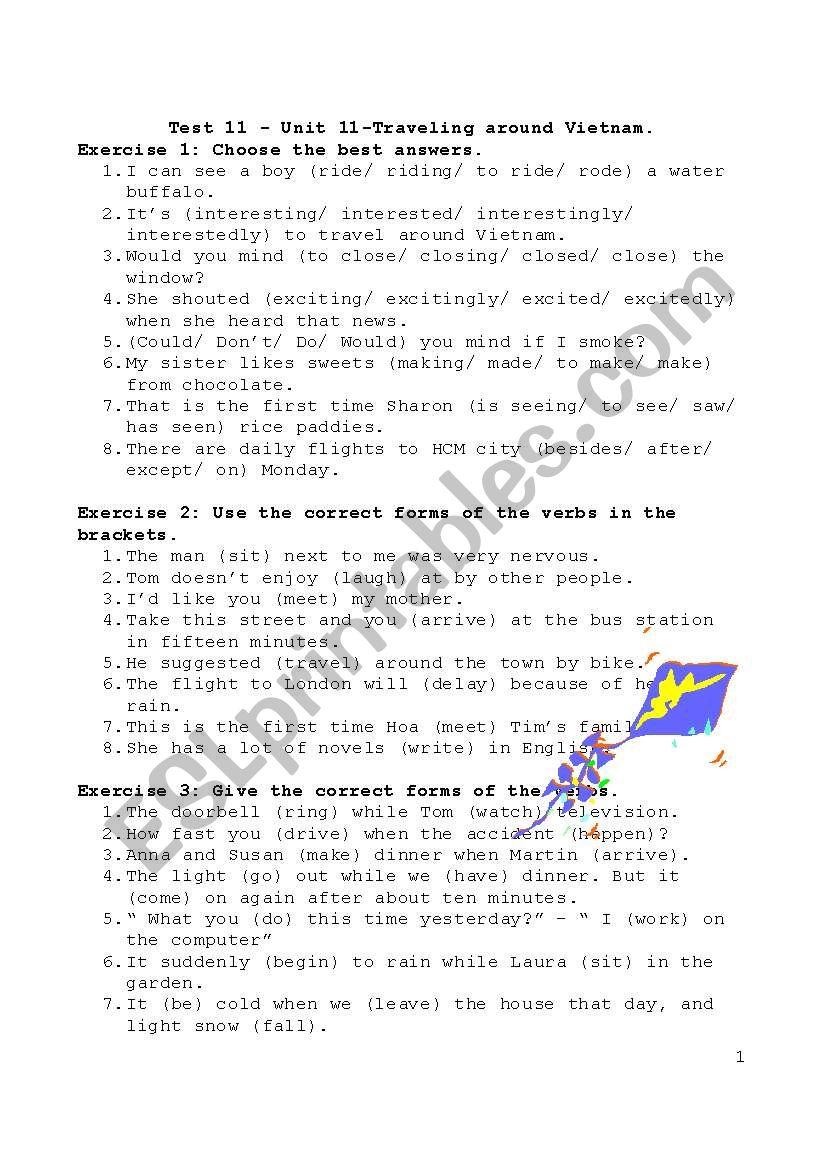 English test 11 worksheet