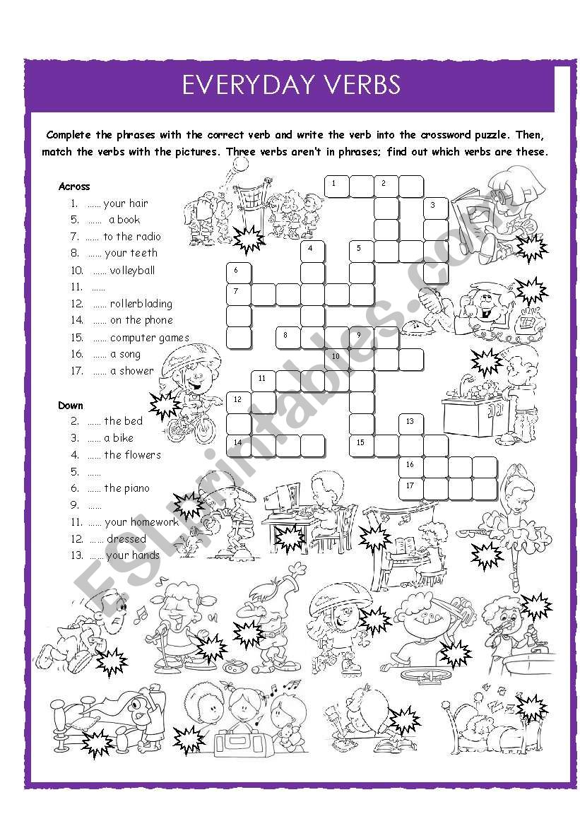 Everyday verbs worksheet