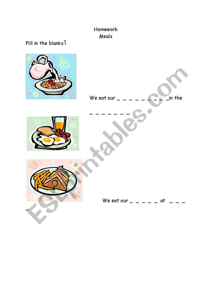 meals worksheet