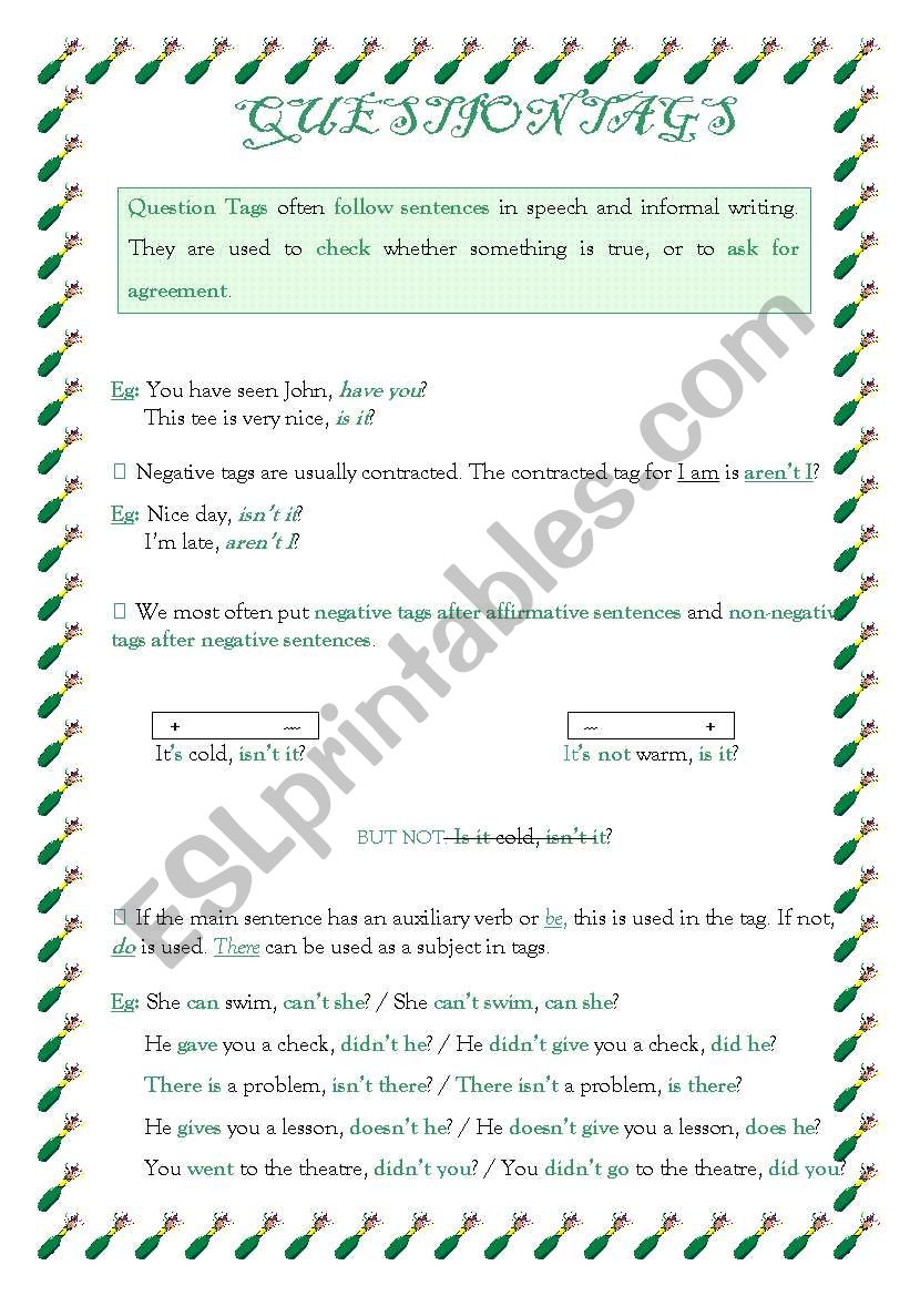Question Tags worksheet