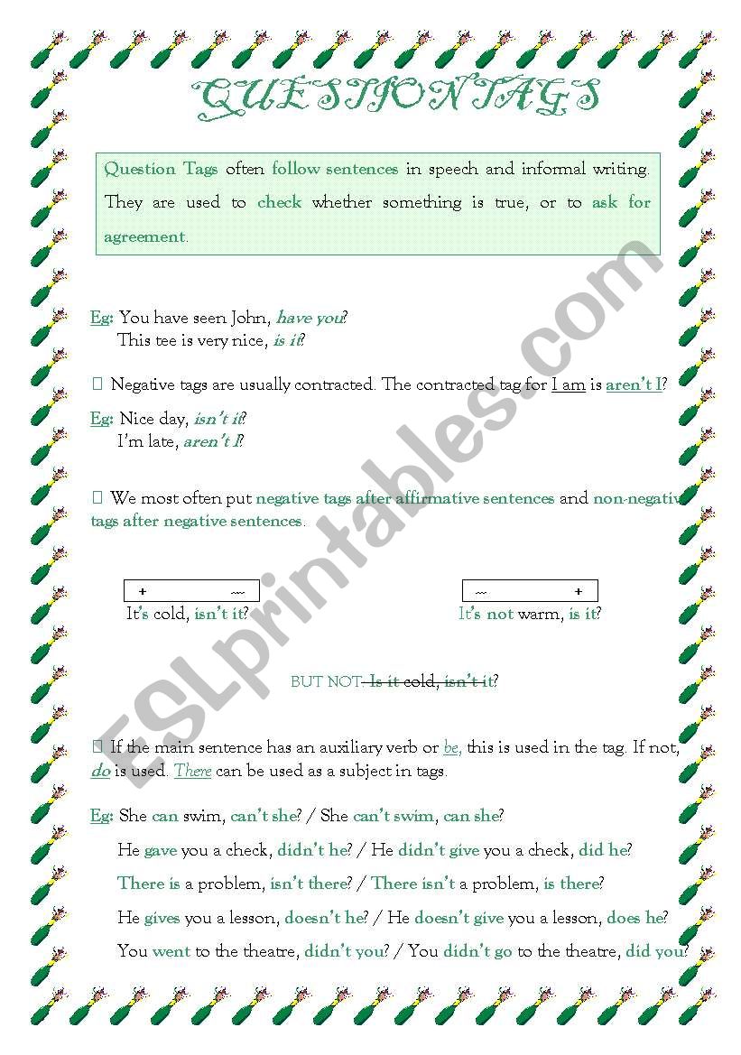 Question Tags worksheet