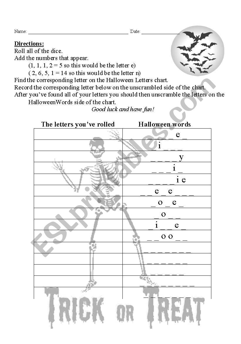 Halloween Words worksheet