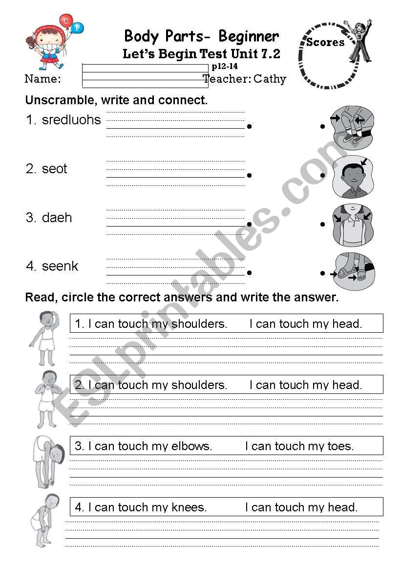 Body Parts worksheet