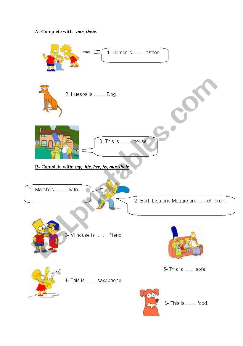 Possessive adjectives worksheet