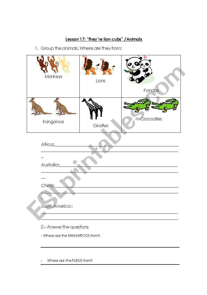 Wild Animals worksheet