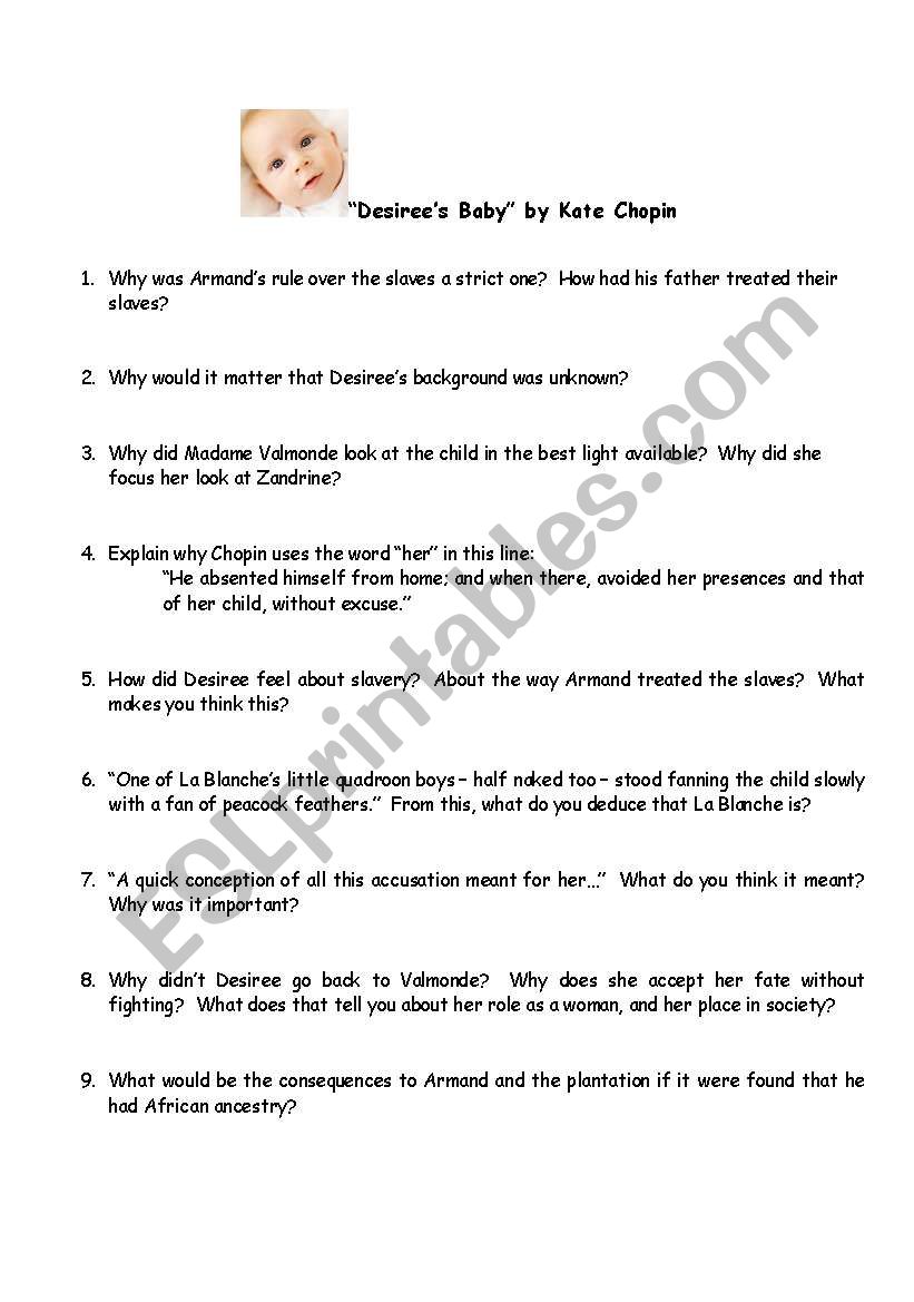 Desirees Baby Worksheet worksheet