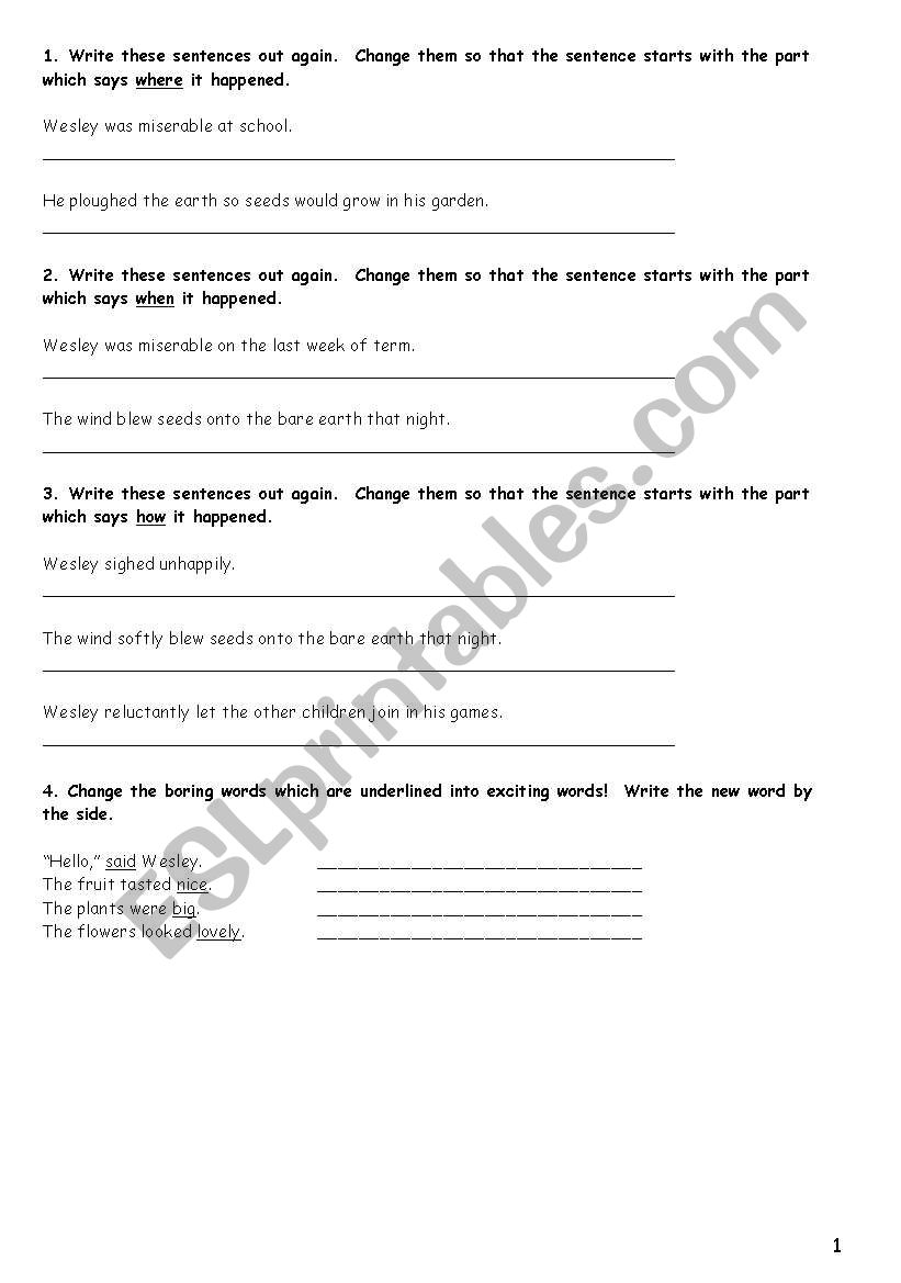 improve your sentences worksheet