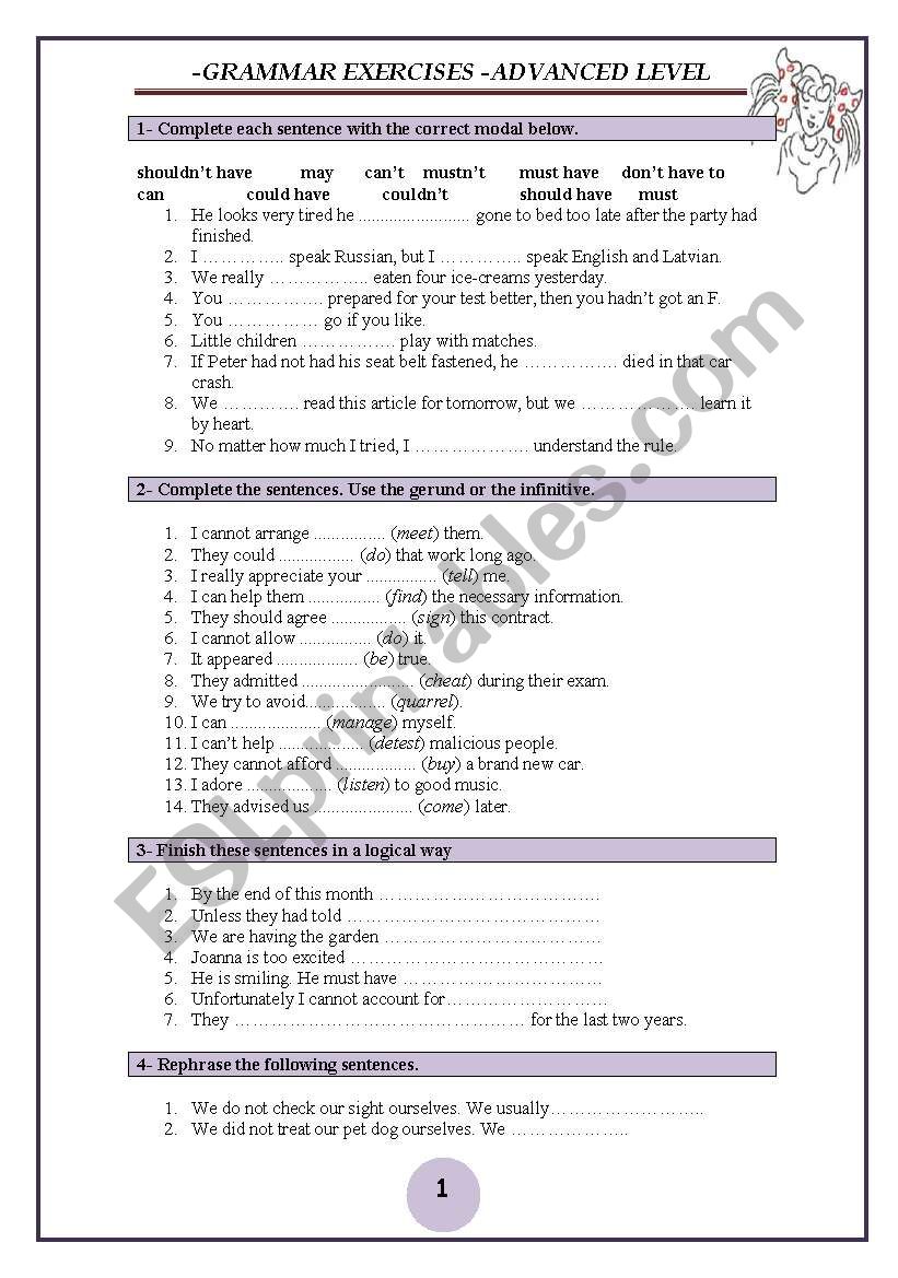 English Grammar Exercises Advanced