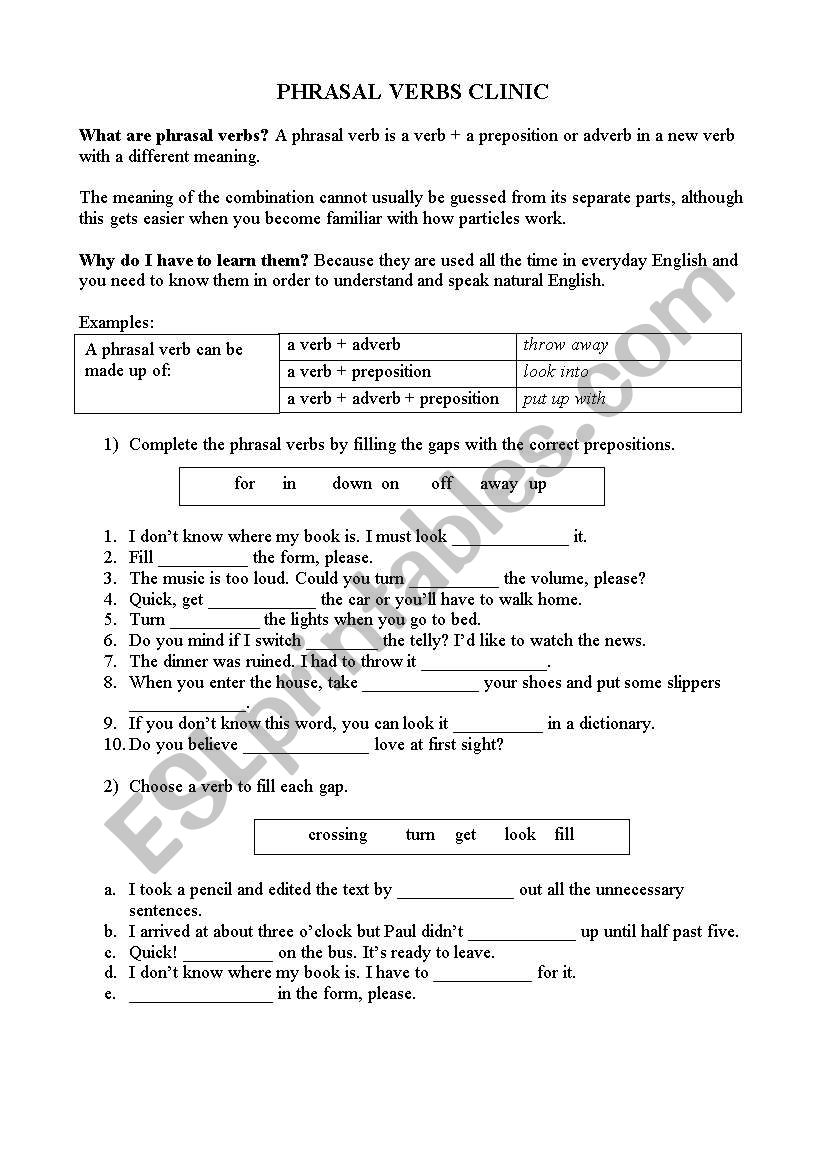 Phrasal Verbs worksheet