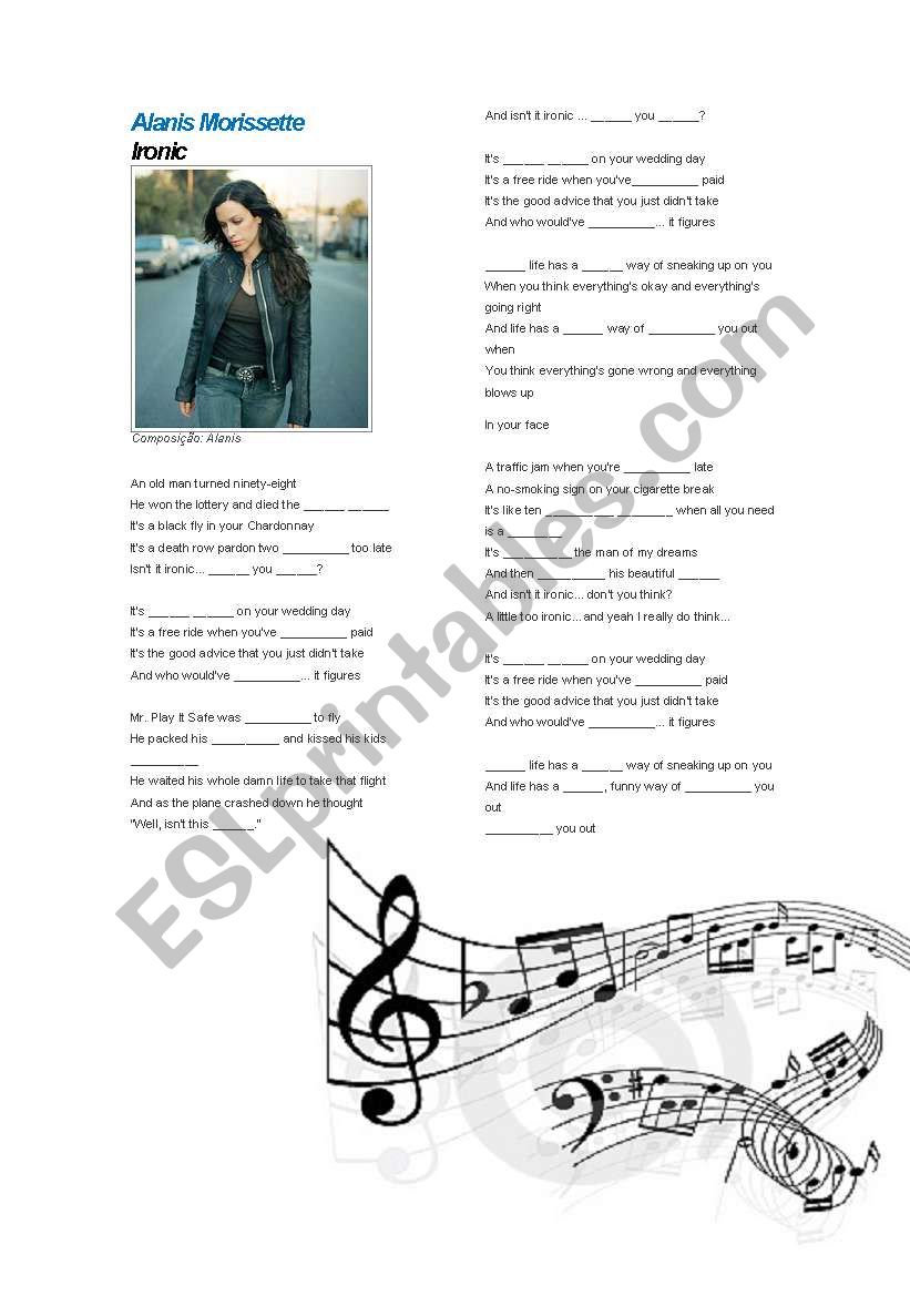 IRONIC - ALANIS MORISSETTE worksheet