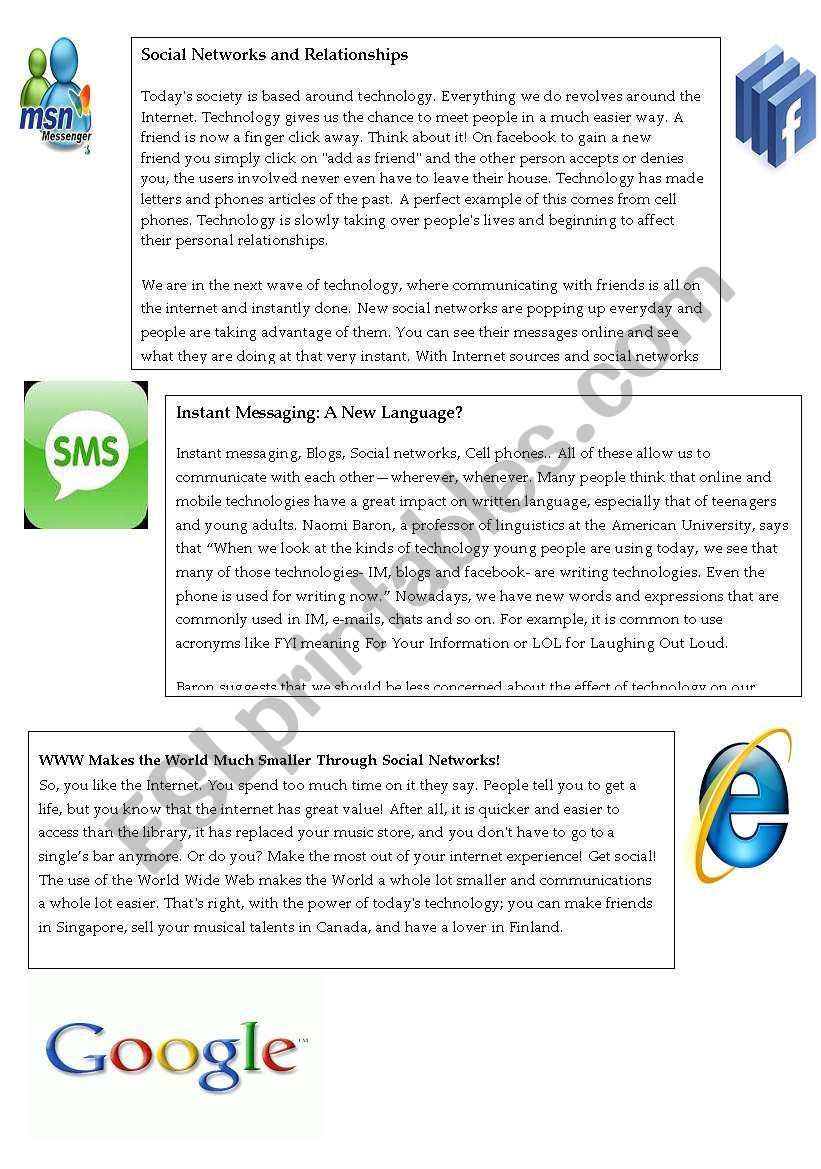 Technology worksheet