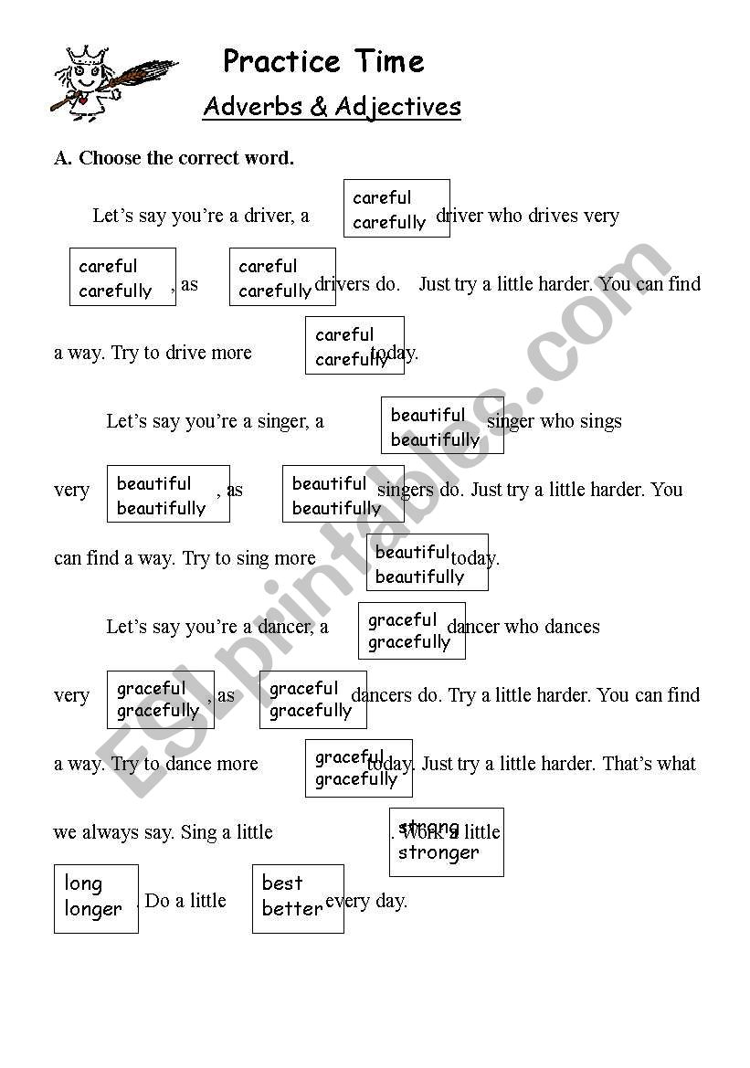 Adverb and Adjective worksheet