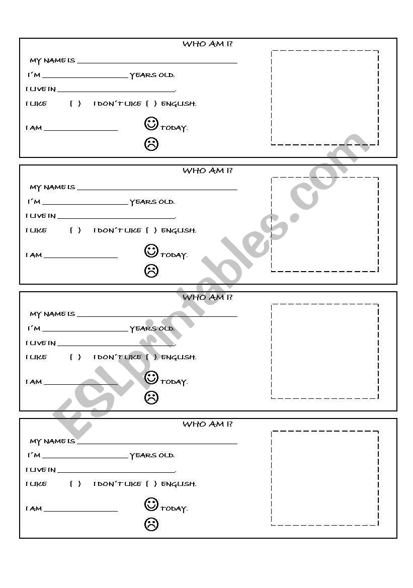 Who am I ? worksheet