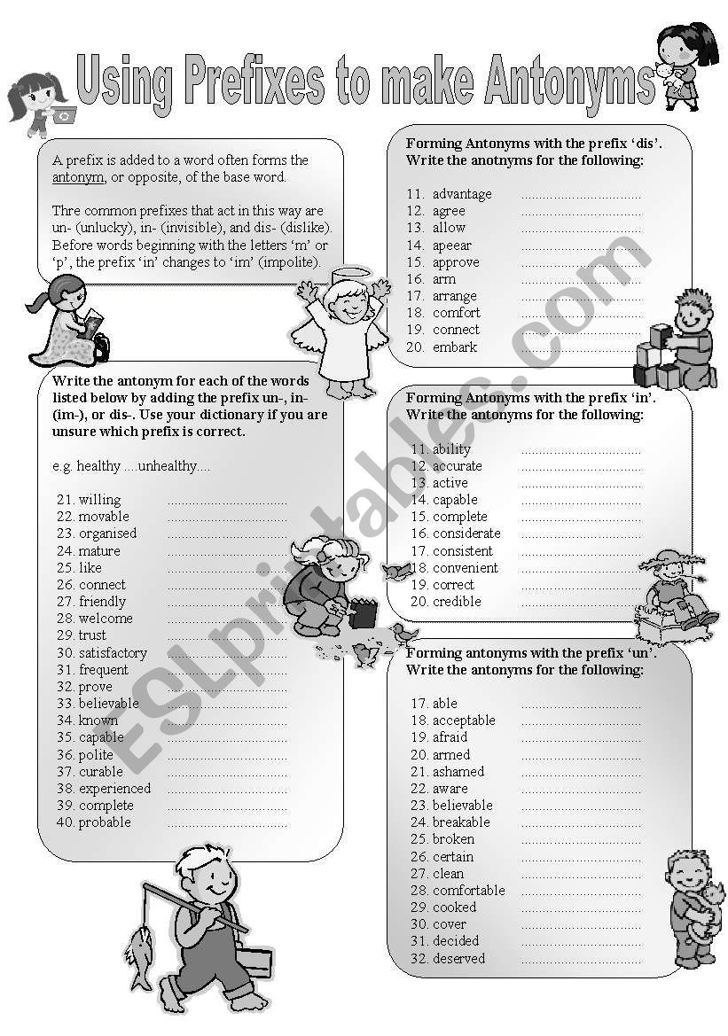 Using Prefixes To Make Antonyms Learning How To Form Antonyms
