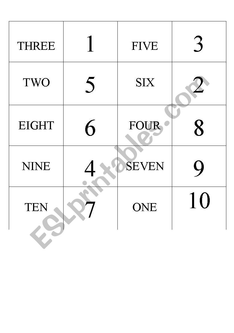 numbers domino worksheet