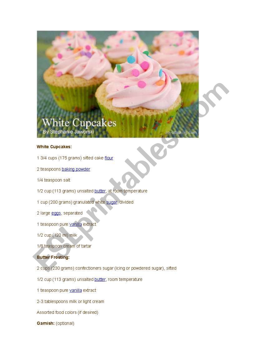 Recipe worksheet