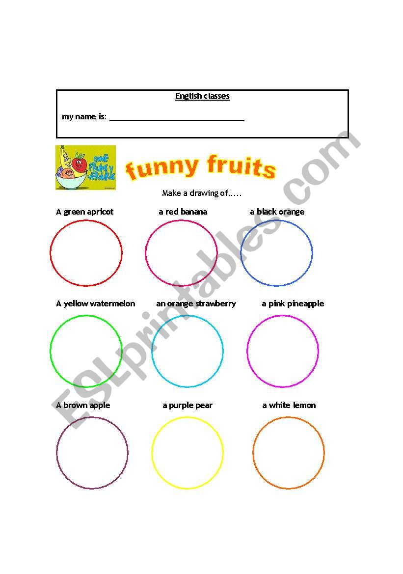 funny fruits worksheet