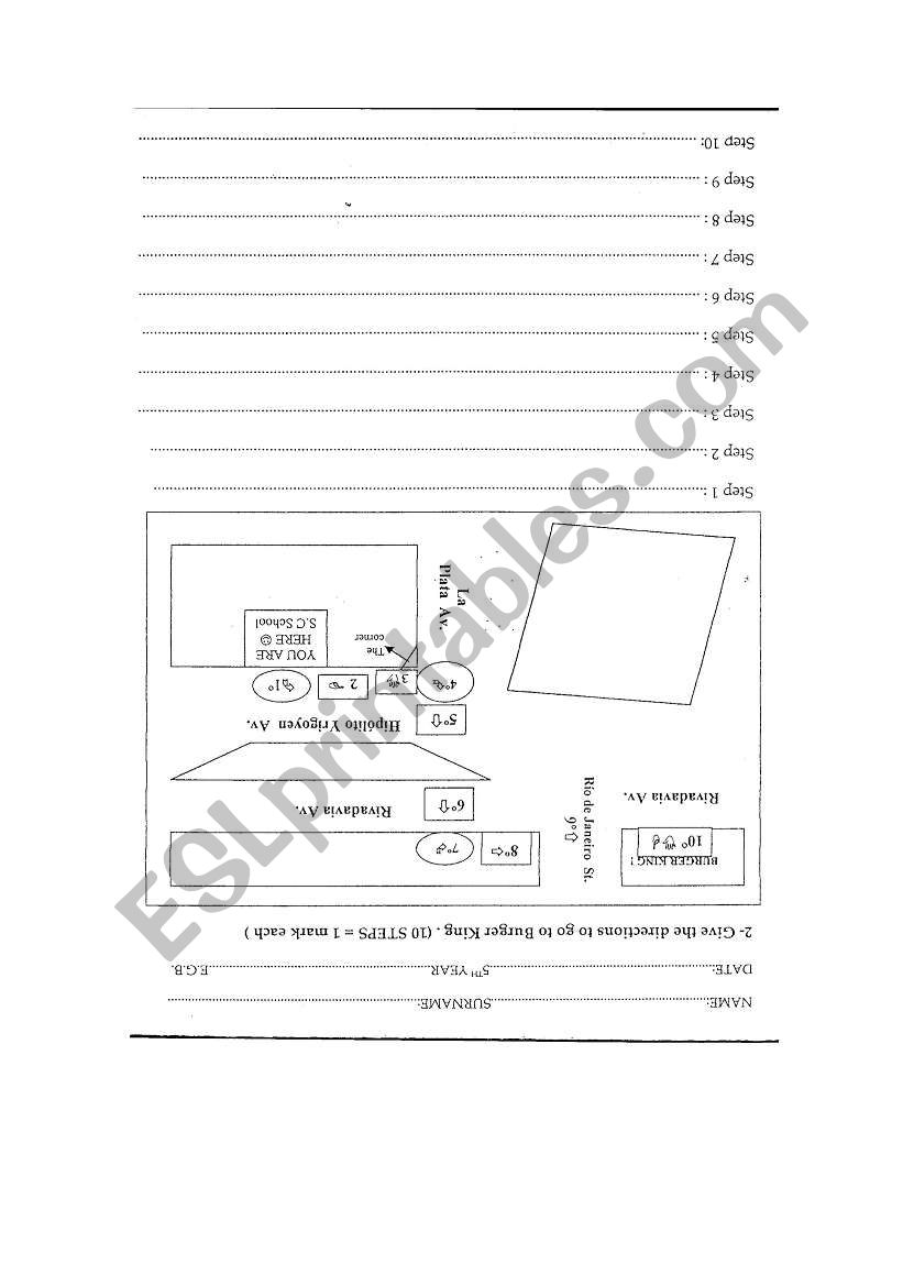 directions worksheet