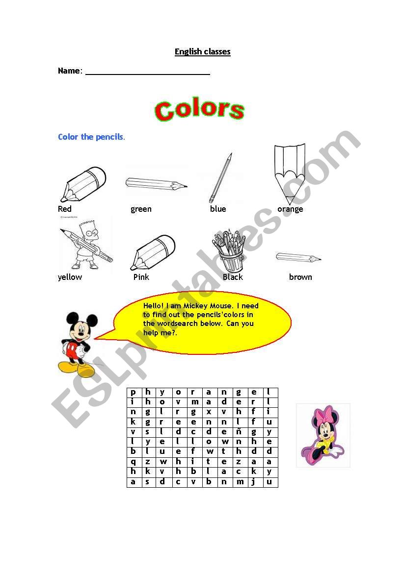 colors worksheet