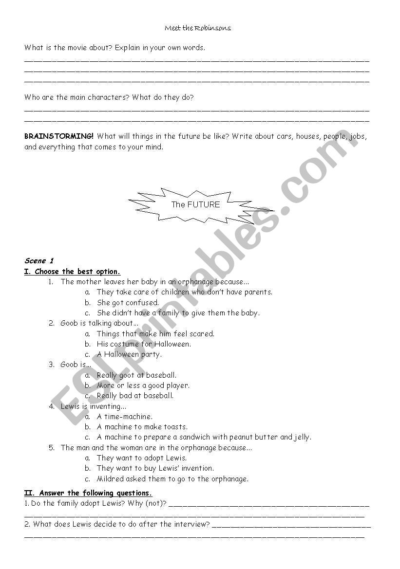 Meet the Robinsons worksheet