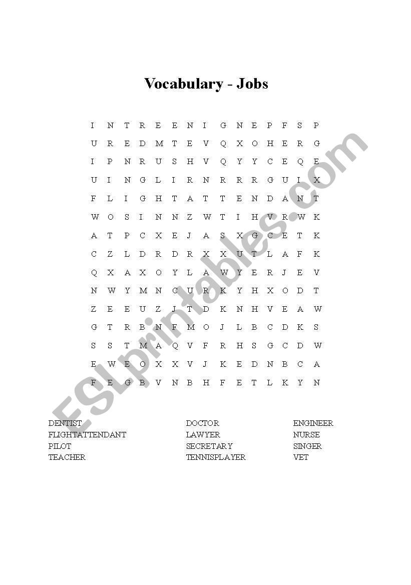 VOCABULARY - JOBS worksheet